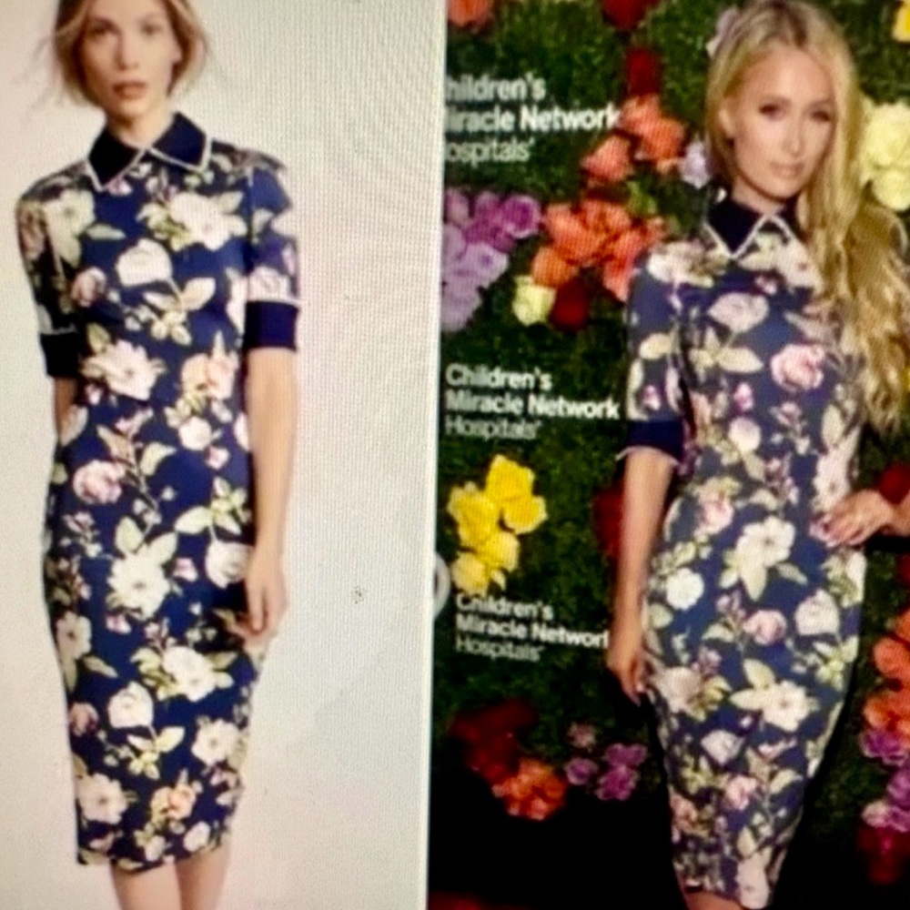 NWT Alice + Olivia Navy Delora
Floral Midi Dress  Size 8